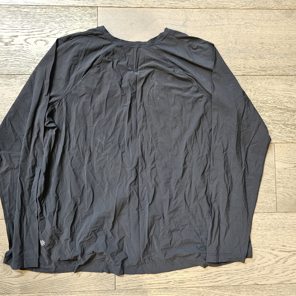 Athleta Ultimate Train Top Sz 1X Black LS Tee Yoga Workout